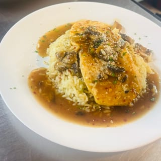 7. Chicken Marsala over white rice
