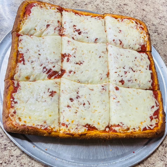 Sicilian Cheese Pizza.