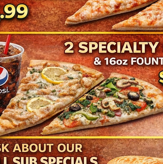 2 Pepperoni Slices & Fountain Soda.